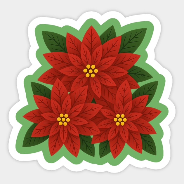 Poinsettia Bouquet – Festive Christmas Floral Sticker by DonWillisJrArt